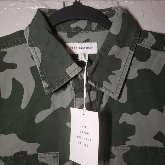 New with tags Camo Camouflage Military canvas jacket Shirt long sleeve size M - Picture 5 of 7